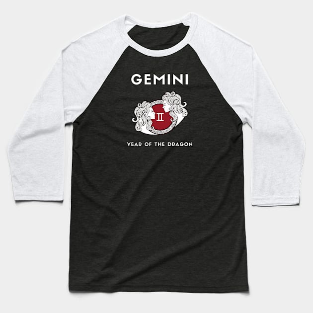 GEMINI / Year of the DRAGON Baseball T-Shirt by KadyMageInk